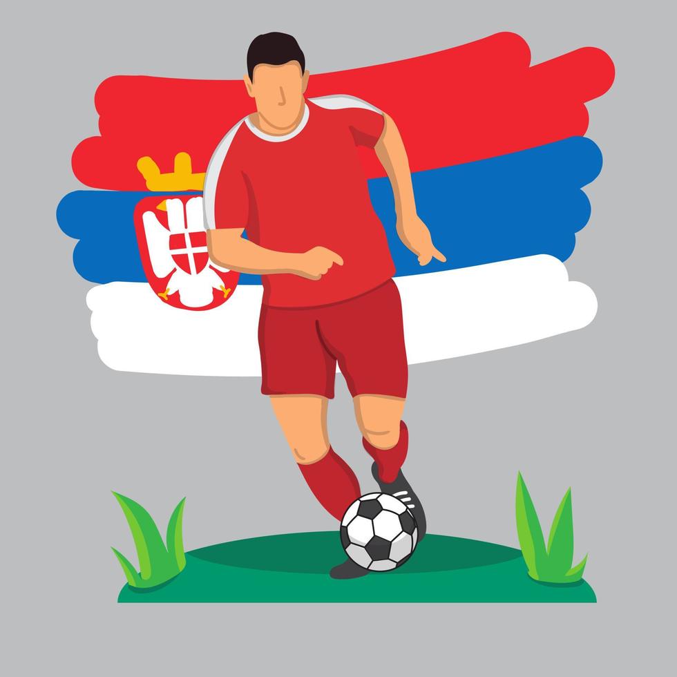 vlak Amerikaans voetbal speler met Servië vlag achtergrond vector