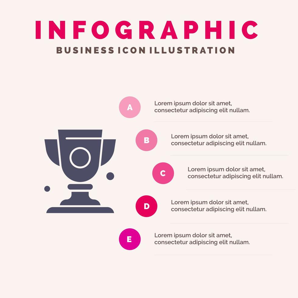 prestatie kop prijs trofee solide icoon infographics 5 stappen presentatie achtergrond vector