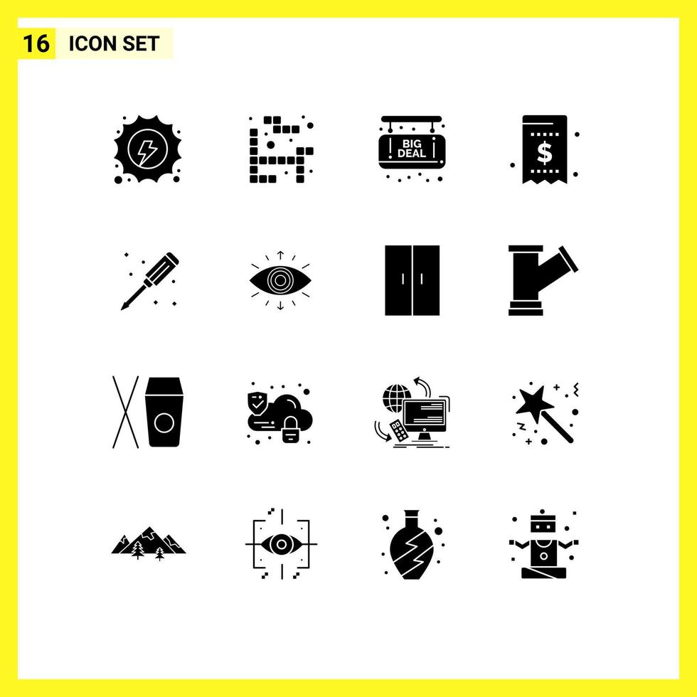 solide glyph pak van 16 universeel symbolen van loodgieter mechanisch groots uitverkoop betaling factuur bewerkbare vector ontwerp elementen