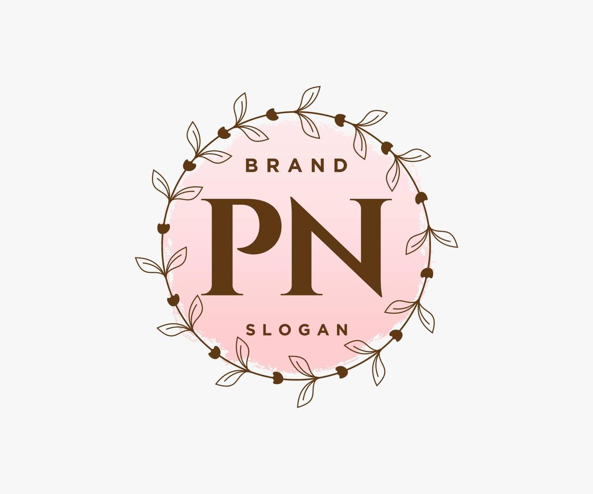 eerste pn vrouwelijk logo. bruikbaar voor natuur, salon, spa, kunstmatig en schoonheid logo's. vlak vector logo ontwerp sjabloon element.