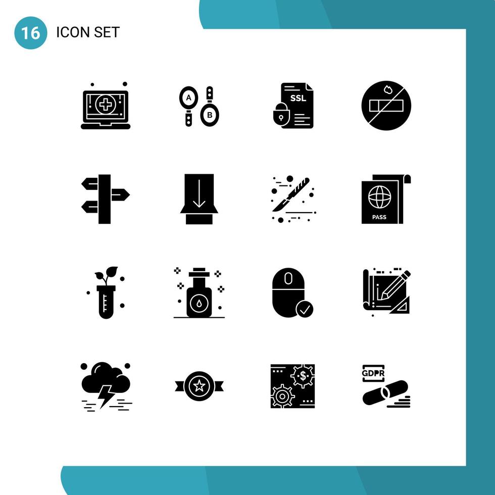16 gebruiker koppel solide glyph pak van modern tekens en symbolen van paneel Kerstmis bank roken ssl bewerkbare vector ontwerp elementen