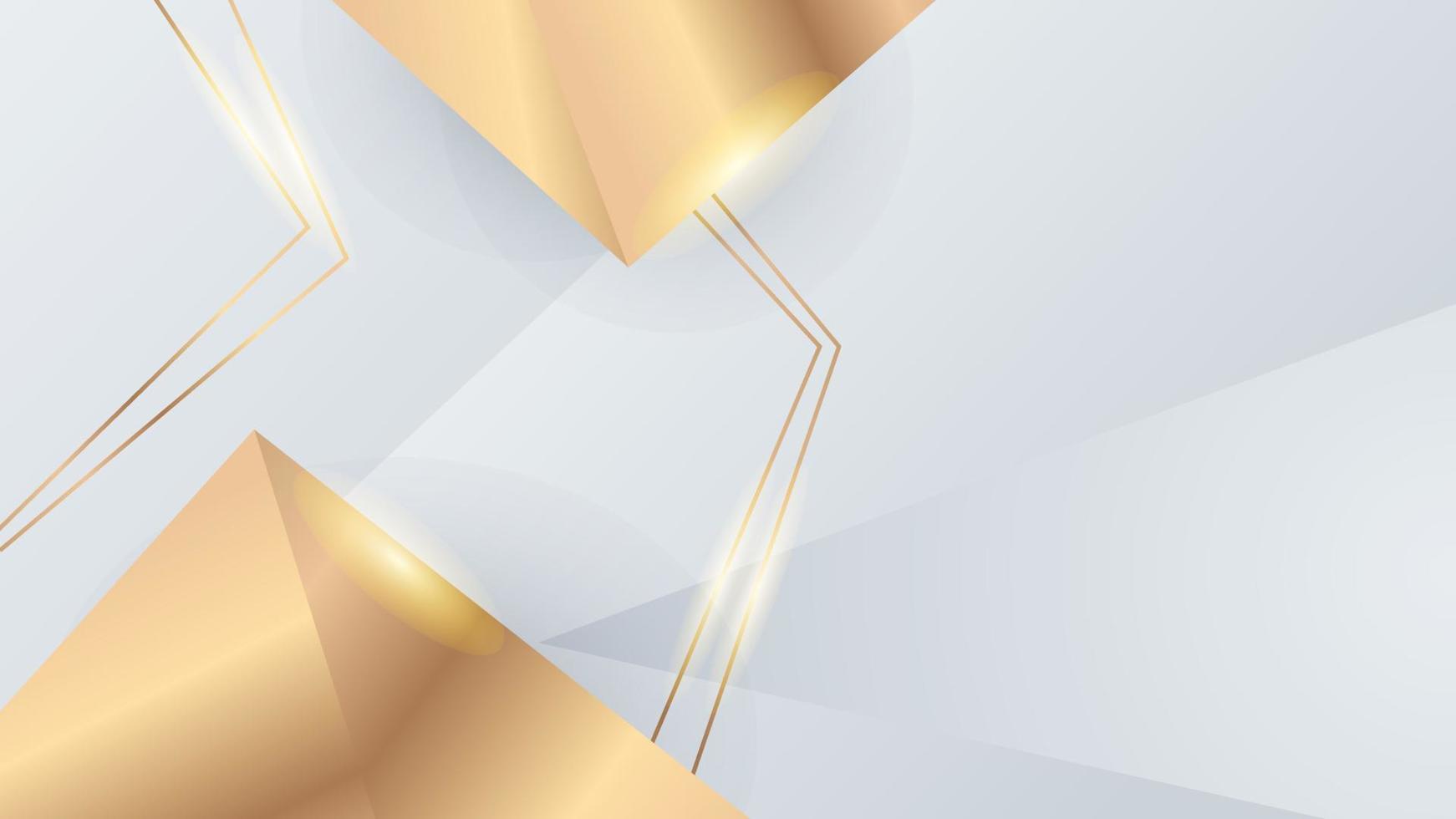 wit en goud achtergrond met luxe abstract meetkundig vormen decoratie elementen voor presentatie ontwerp, bedrijf kaart, bruiloft ontwerp vector