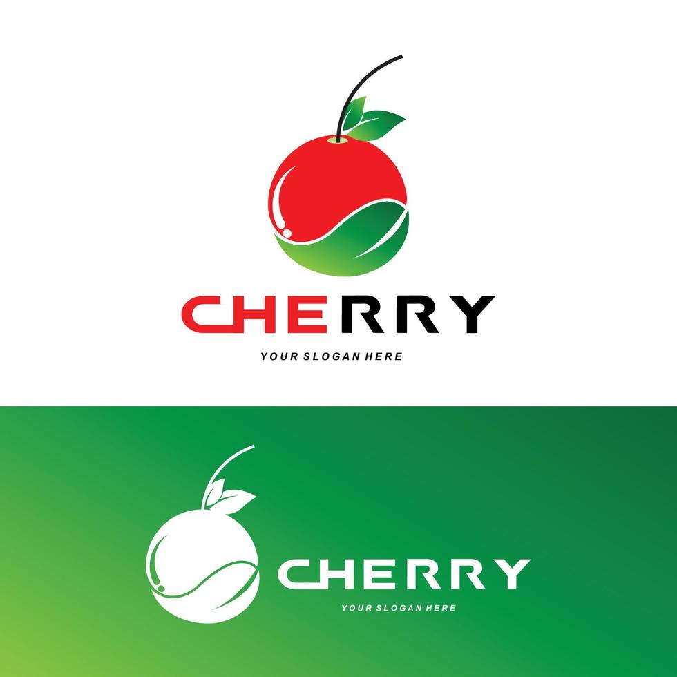kersenfruit logo, rood gekleurde plant vectorillustratie, fruit winkel ontwerp, bedrijf, sticker, productmerk vector