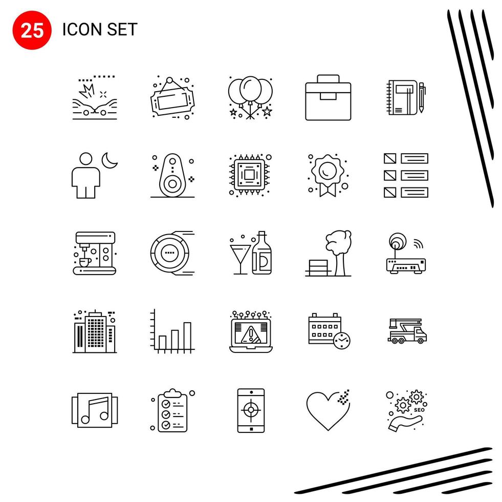 verzameling van 25 vector pictogrammen in lijn stijl pixel perfect schets symbolen voor web en mobiel lijn icoon tekens Aan wit achtergrond 25 pictogrammen