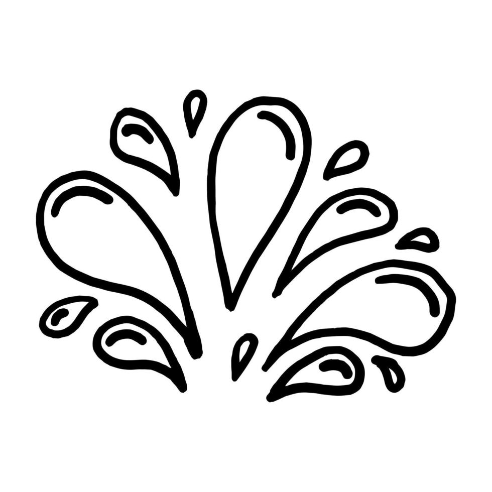 veel kleine spray en druppeltjes. contour waterdruppel icoon. hand getekende cartoon afbeelding van aqua. symbool van spattende vloeistof in doodle stijl. geïsoleerde omtrek vector afbeelding op witte achtergrond.