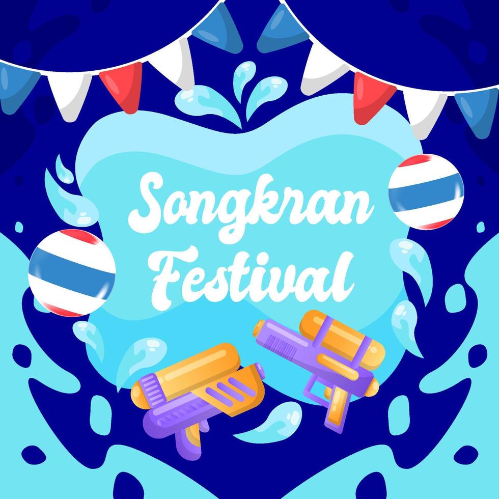 songkran Thailand festival kleurrijk plein sociaal media banier water plons ontwerp tropisch achtergrond sjabloon ontwerp vector