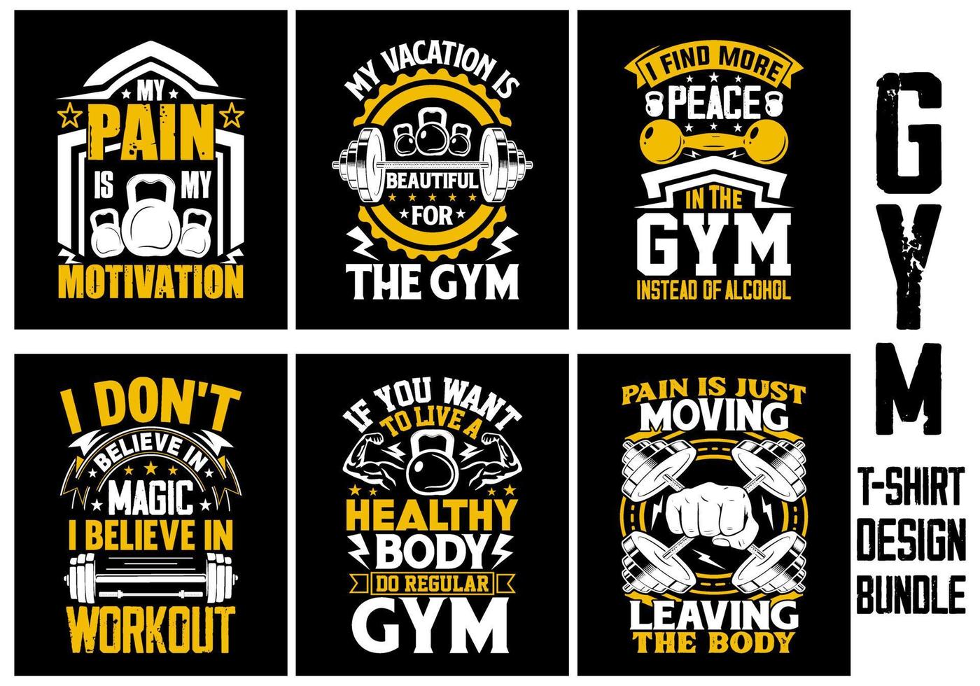 Sportschool t-shirt ontwerp bundel, Sportschool motiverende citaat, training inspirerend t overhemd ontwerp, geschiktheid t overhemd ontwerp vector