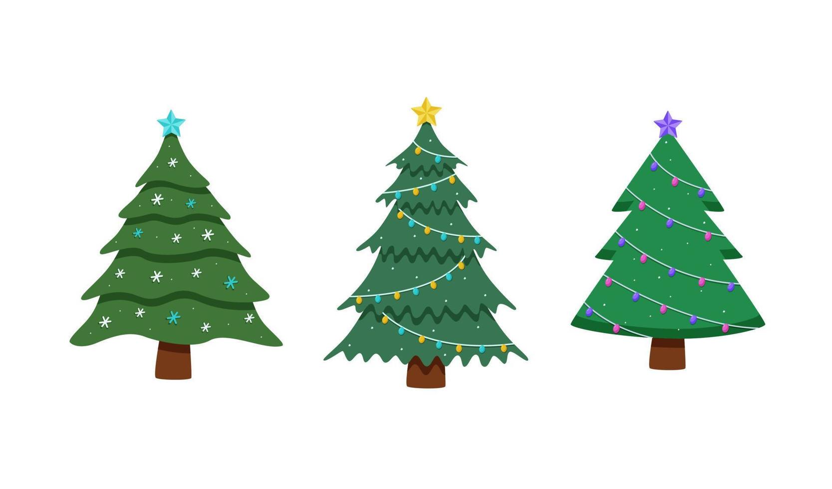 Kerstmis boom is traditioneel versierd met speelgoed en slingers. vector illustratie symbool van Kerstmis en nieuw jaar.