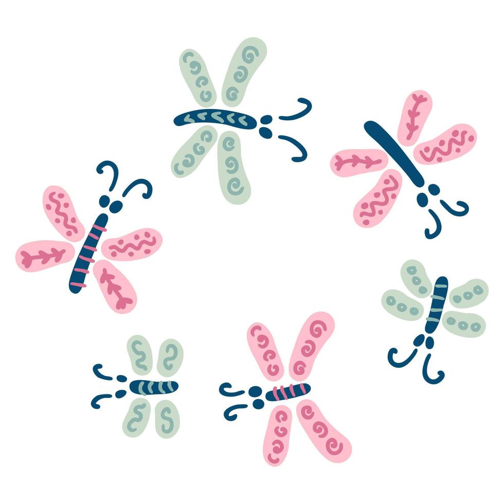 hand- getrokken vlinders afdrukken geïsoleerd in wit achtergrond. vector