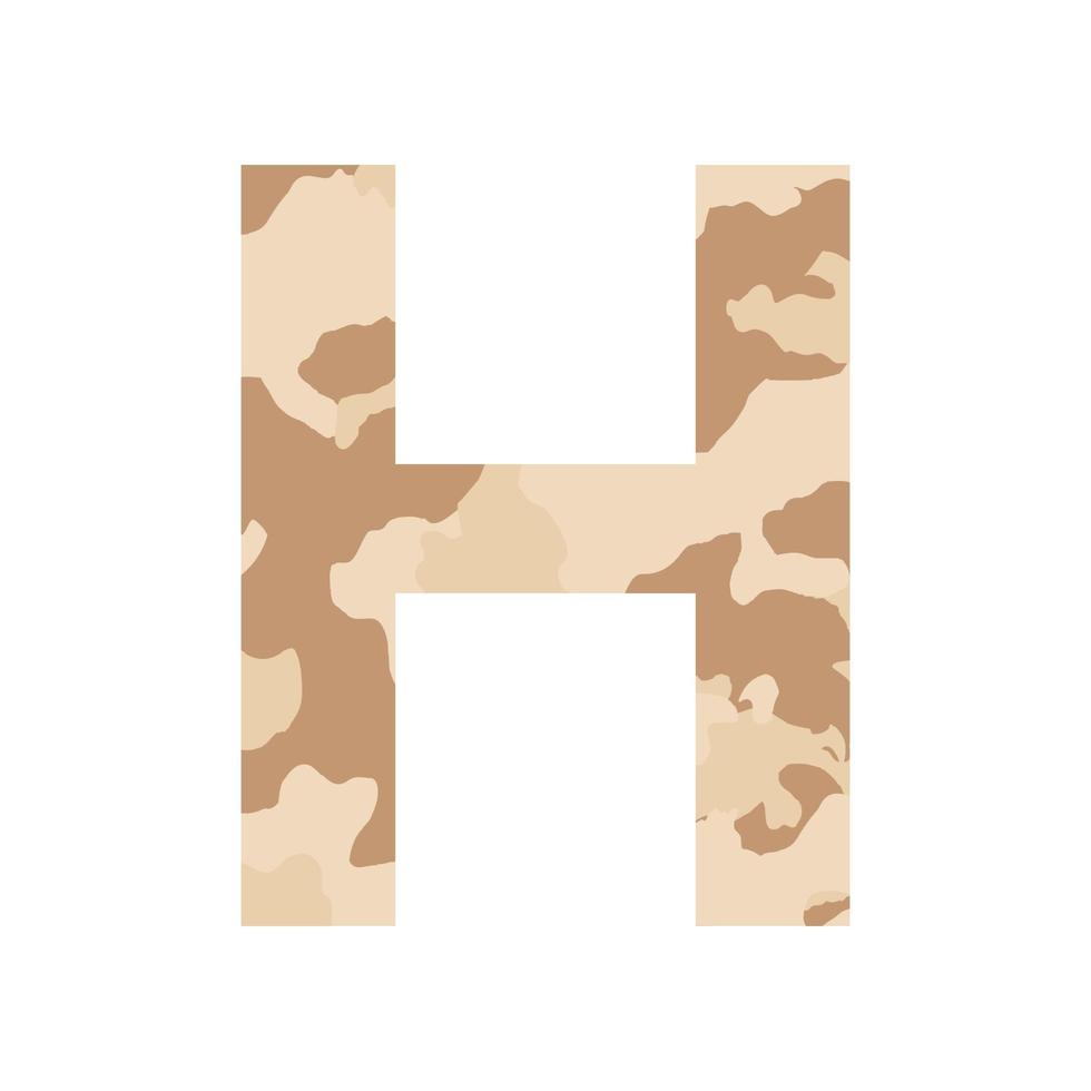 Engels alfabet brief h, khaki stijl geïsoleerd Aan wit achtergrond - vector