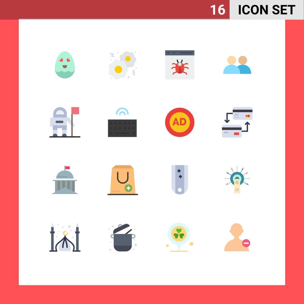 voorraad vector icoon pak van 16 lijn tekens en symbolen voor vlag astronaut kever twitter contact bewerkbare pak van creatief vector ontwerp elementen