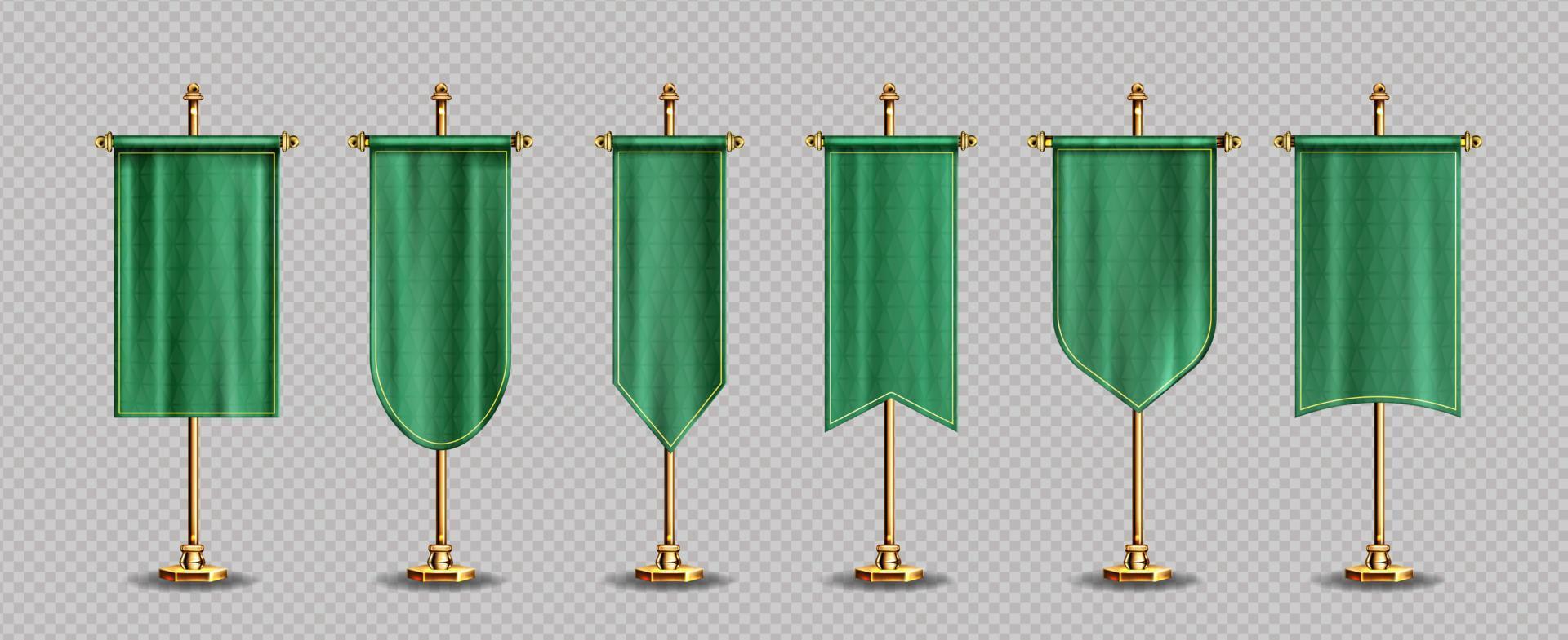 groen wimpel vlaggen model, blanco verticaal banners vector