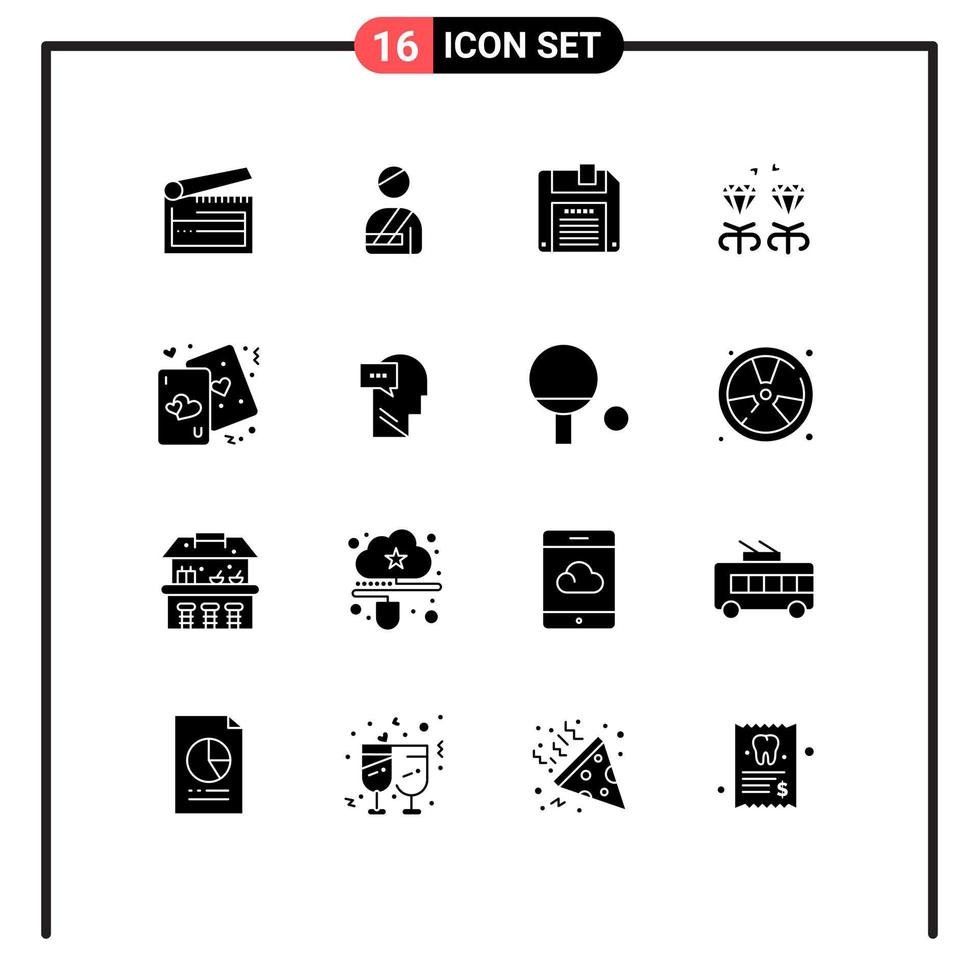 pictogram reeks van 16 gemakkelijk solide glyphs van hart mam ziekenhuis Cadeau diamant bewerkbare vector ontwerp elementen