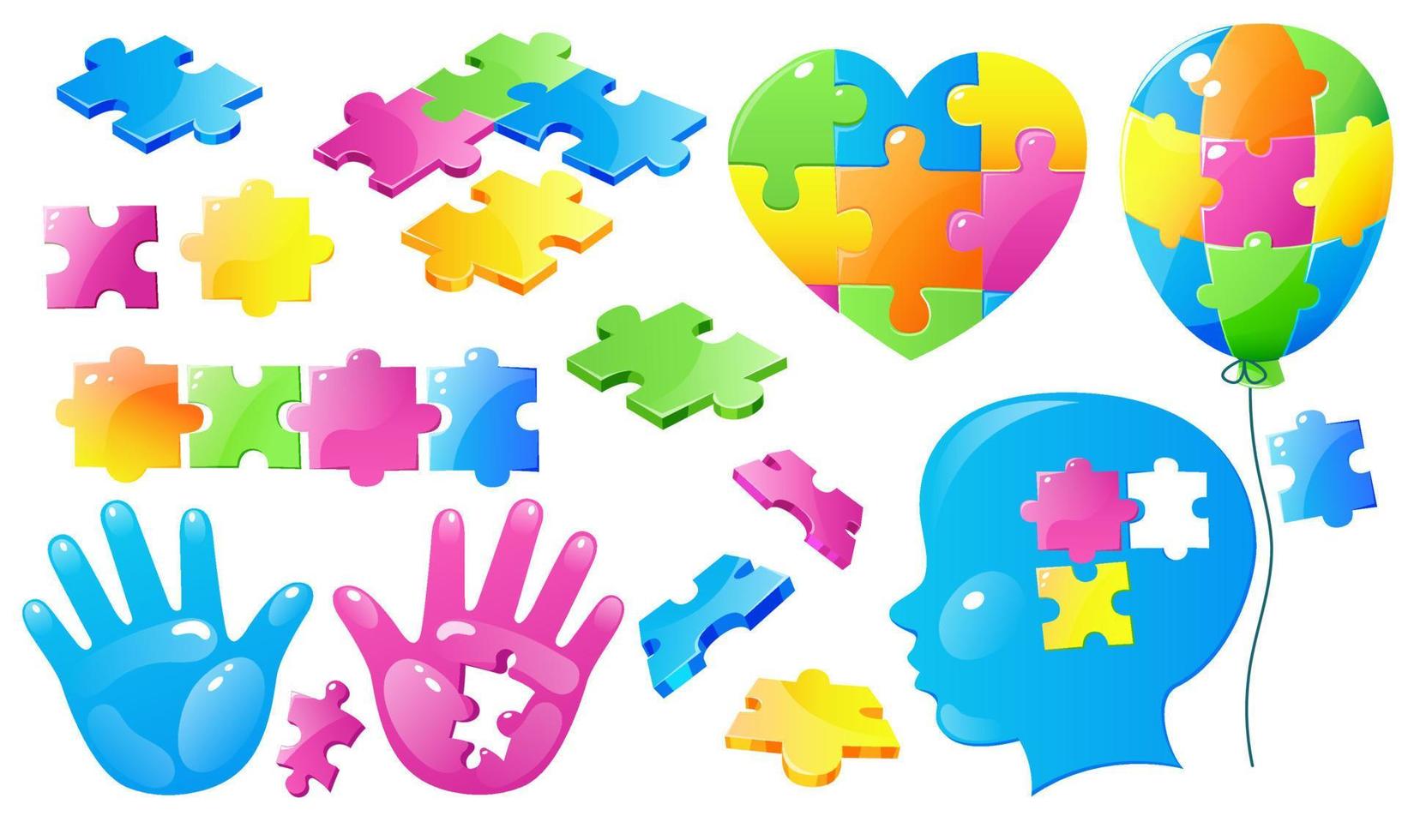reeks autisme wereld dag bewustzijn, puzzel stukken vector