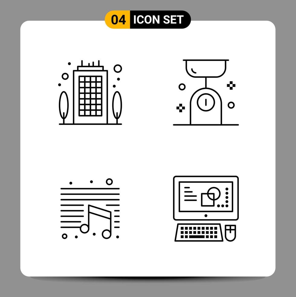 4 zwart icoon pak schets symbolen tekens voor snel reagerend ontwerpen Aan wit achtergrond 4 pictogrammen reeks vector