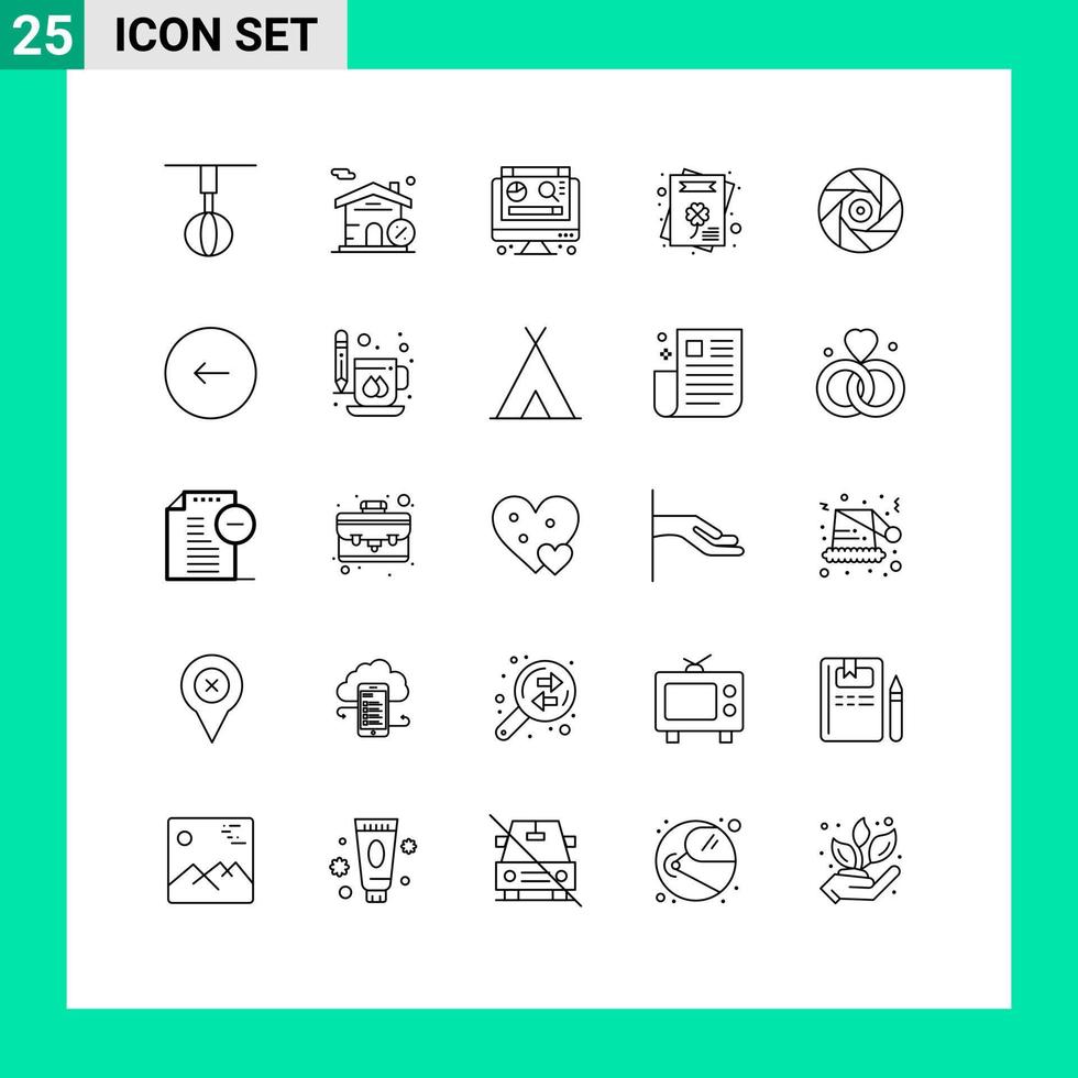 25 universeel lijnen reeks voor web en mobiel toepassingen Luik vermaak computer bioscoop groet kaart bewerkbare vector ontwerp elementen