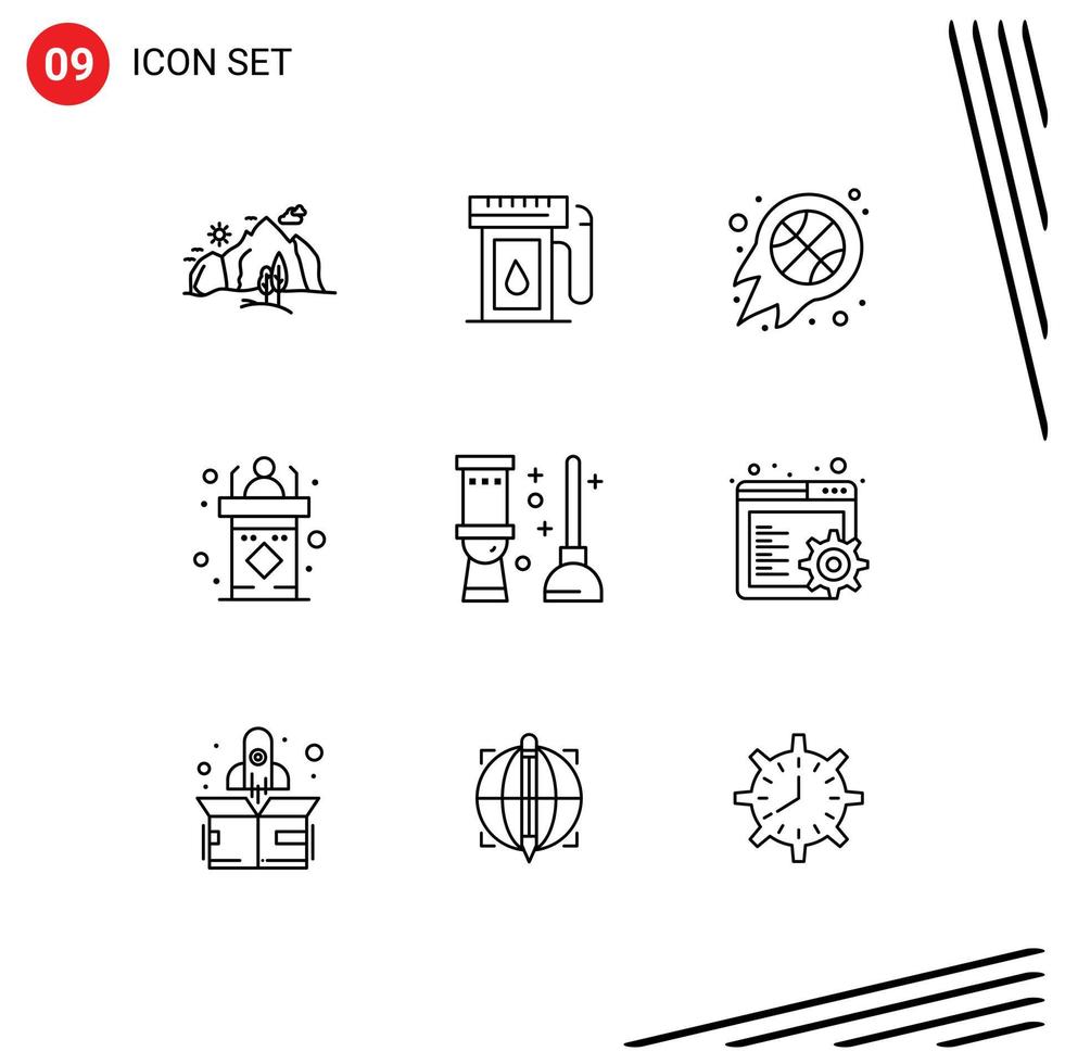 voorraad vector icoon pak van 9 lijn tekens en symbolen voor congres podium laten vallen klas nba bewerkbare vector ontwerp elementen