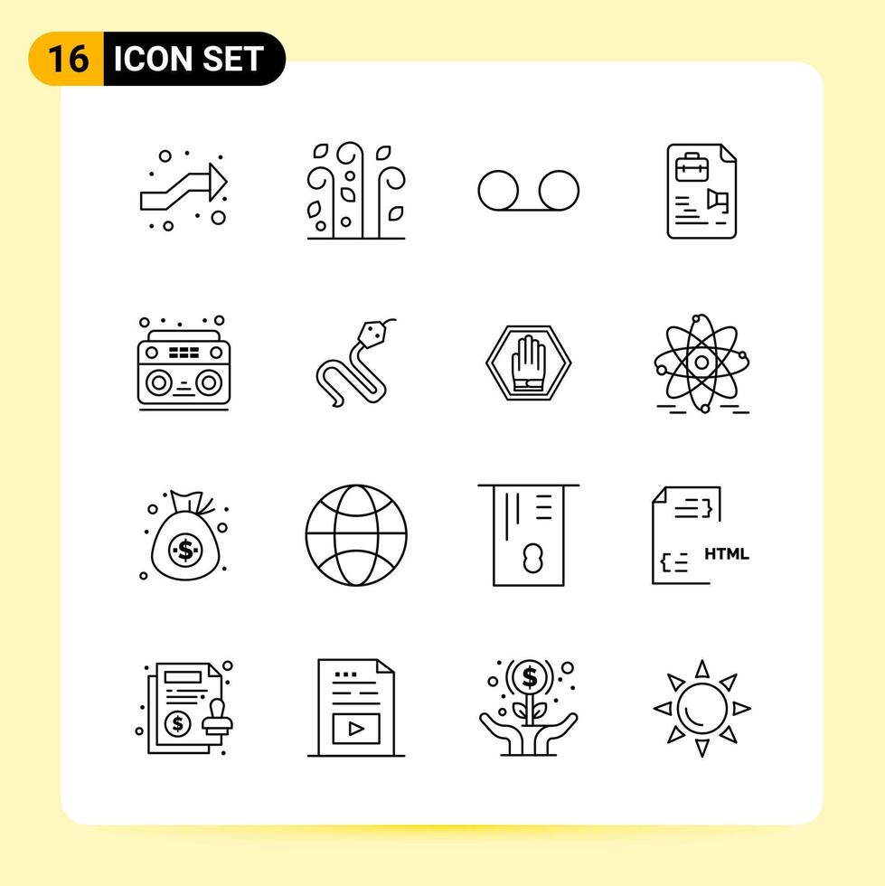 16 creatief pictogrammen voor modern website ontwerp en snel reagerend mobiel apps 16 schets symbolen tekens Aan wit achtergrond 16 icoon pak vector