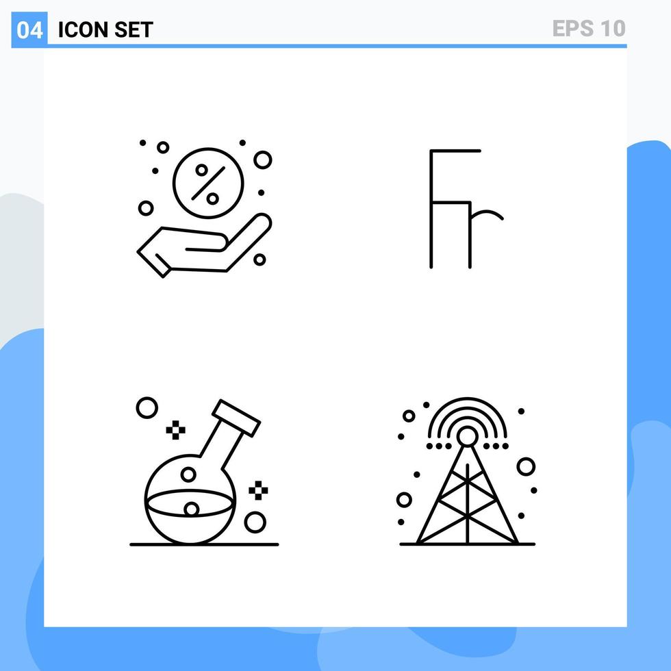 modern 4 lijn stijl pictogrammen schets symbolen voor algemeen gebruik creatief lijn icoon teken geïsoleerd Aan wit achtergrond 4 pictogrammen pak vector