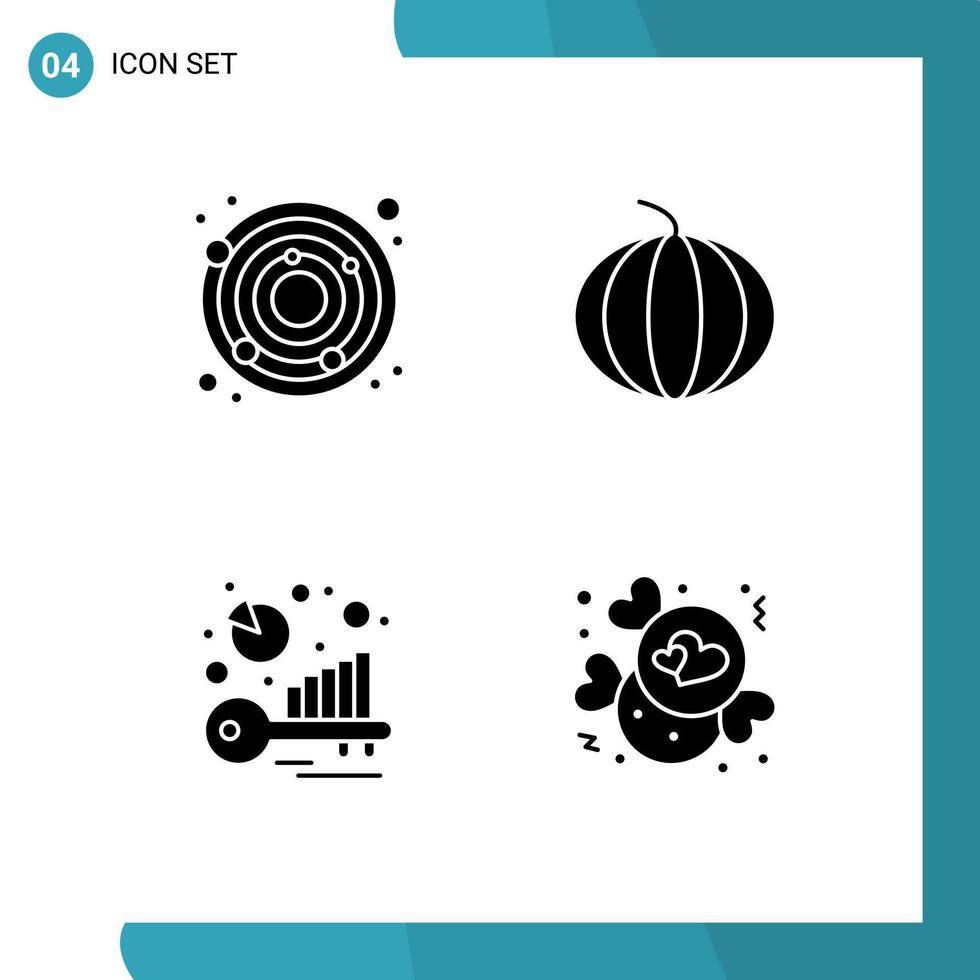 voorraad vector icoon pak van 4 lijn tekens en symbolen voor astronomie snoep fruit benchmarking liefde bewerkbare vector ontwerp elementen
