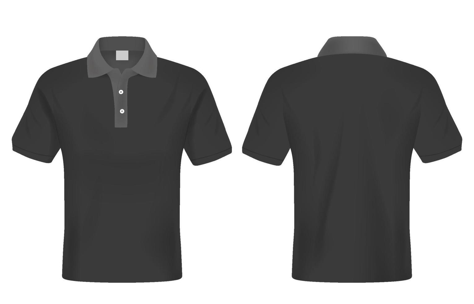 realistisch zwart polo overhemd bespotten omhoog vector