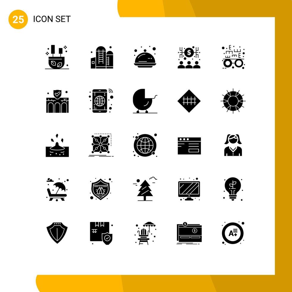 modern reeks van 25 solide glyphs pictogram van oog test econoom Hoes kapitalistisch viering bewerkbare vector ontwerp elementen