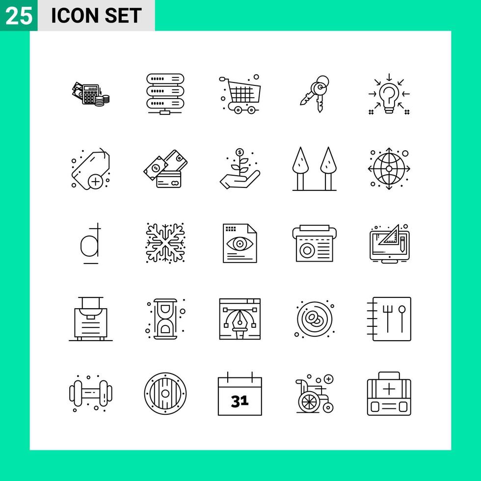 pak van 25 lijn stijl icoon reeks schets symbolen voor afdrukken creatief tekens geïsoleerd Aan wit achtergrond 25 icoon reeks vector