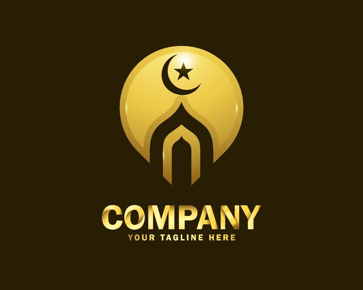 luxe goud Islamitisch punt logo ontwerp sjabloon vector