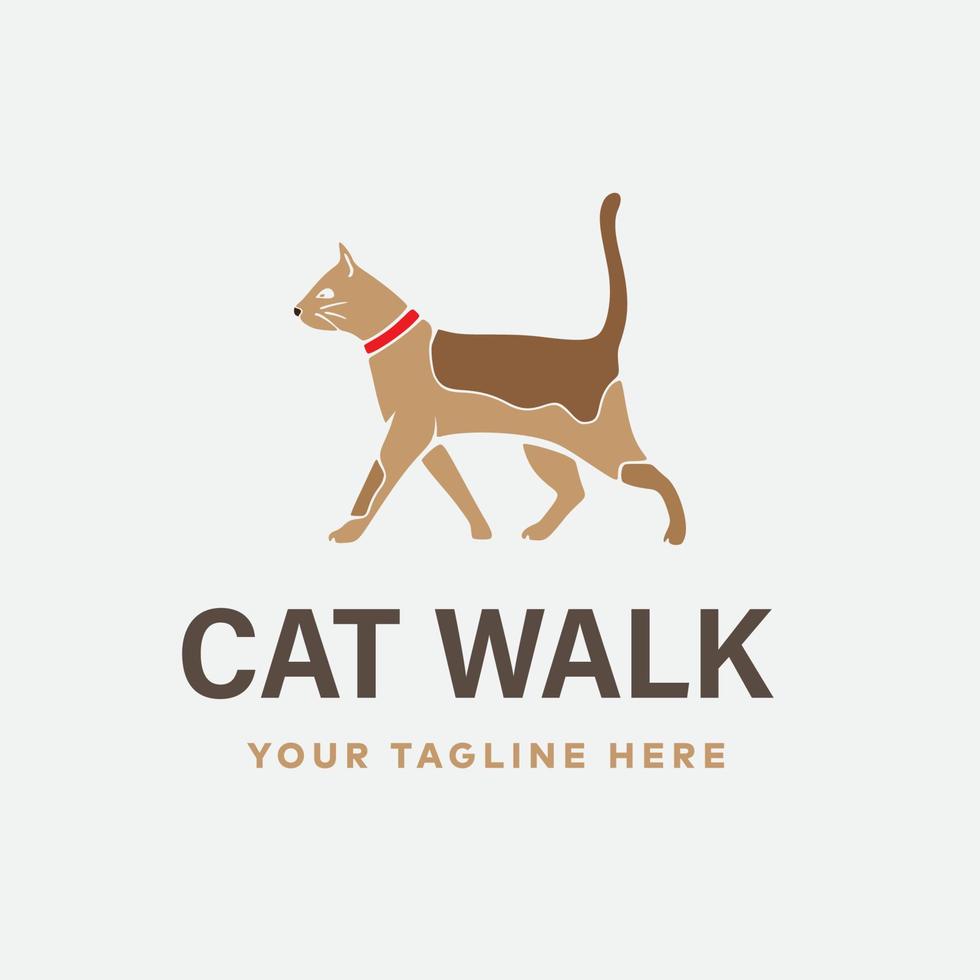 kat wandelen logo ontwerp sjabloon vector
