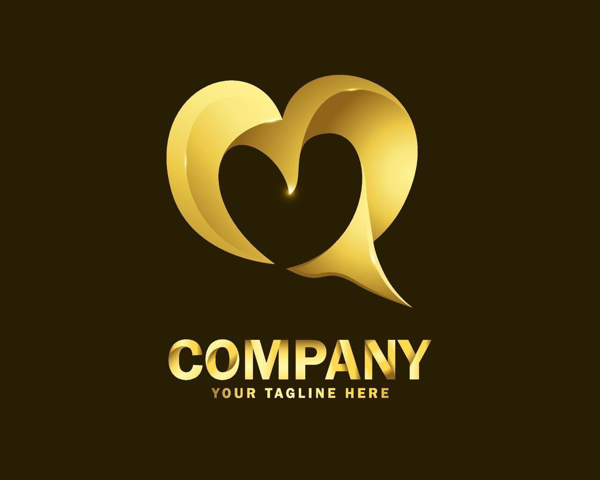 luxe goud liefde babbelen logo ontwerp sjabloon vector
