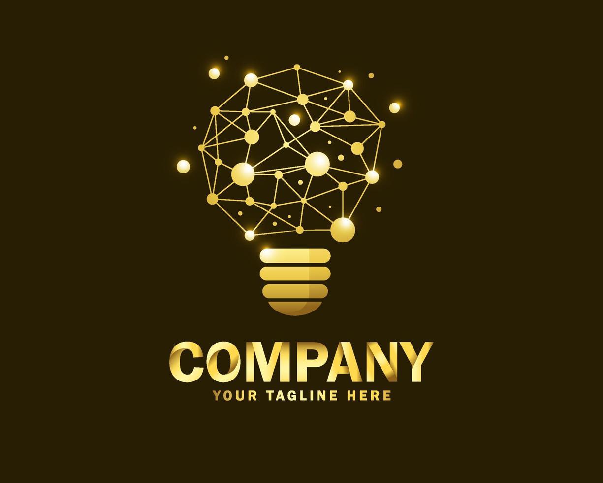 luxe goud lamp tech logo ontwerp sjabloon vector