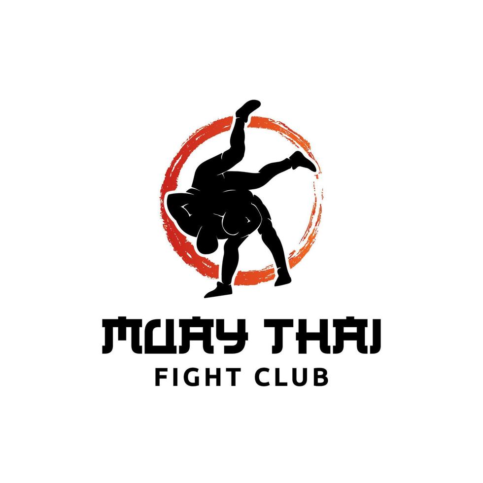 Muay Thais strijd club logo ontwerp sjabloon inspiratie vector