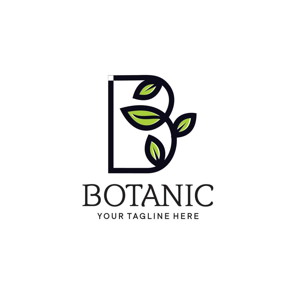 brief b botanisch logo ontwerp sjabloon inspiratie - vector