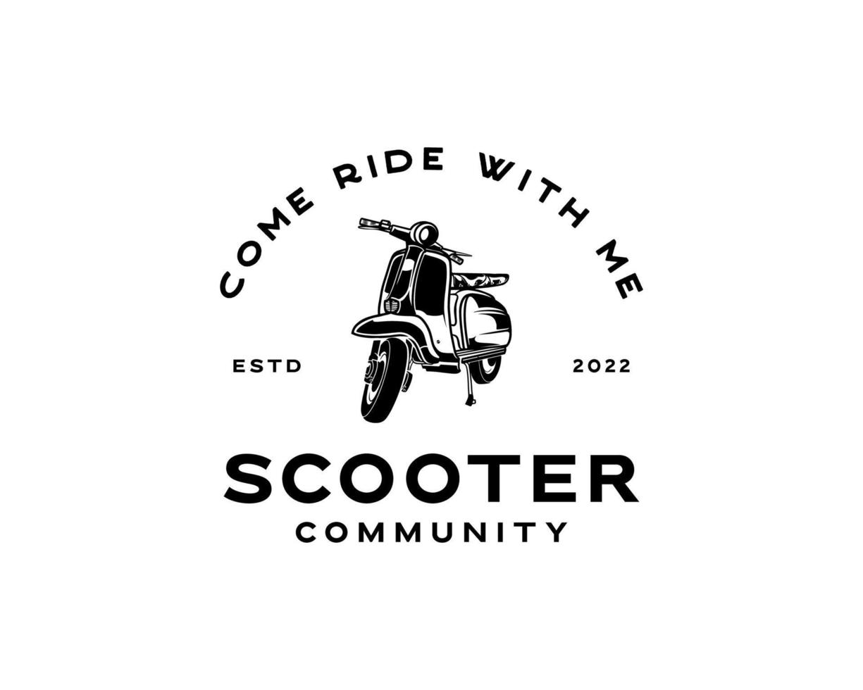 klassiek scooter logo. vector illustratie van wijnoogst scooters logo ontwerp sjabloon. scooter gemeenschap logo