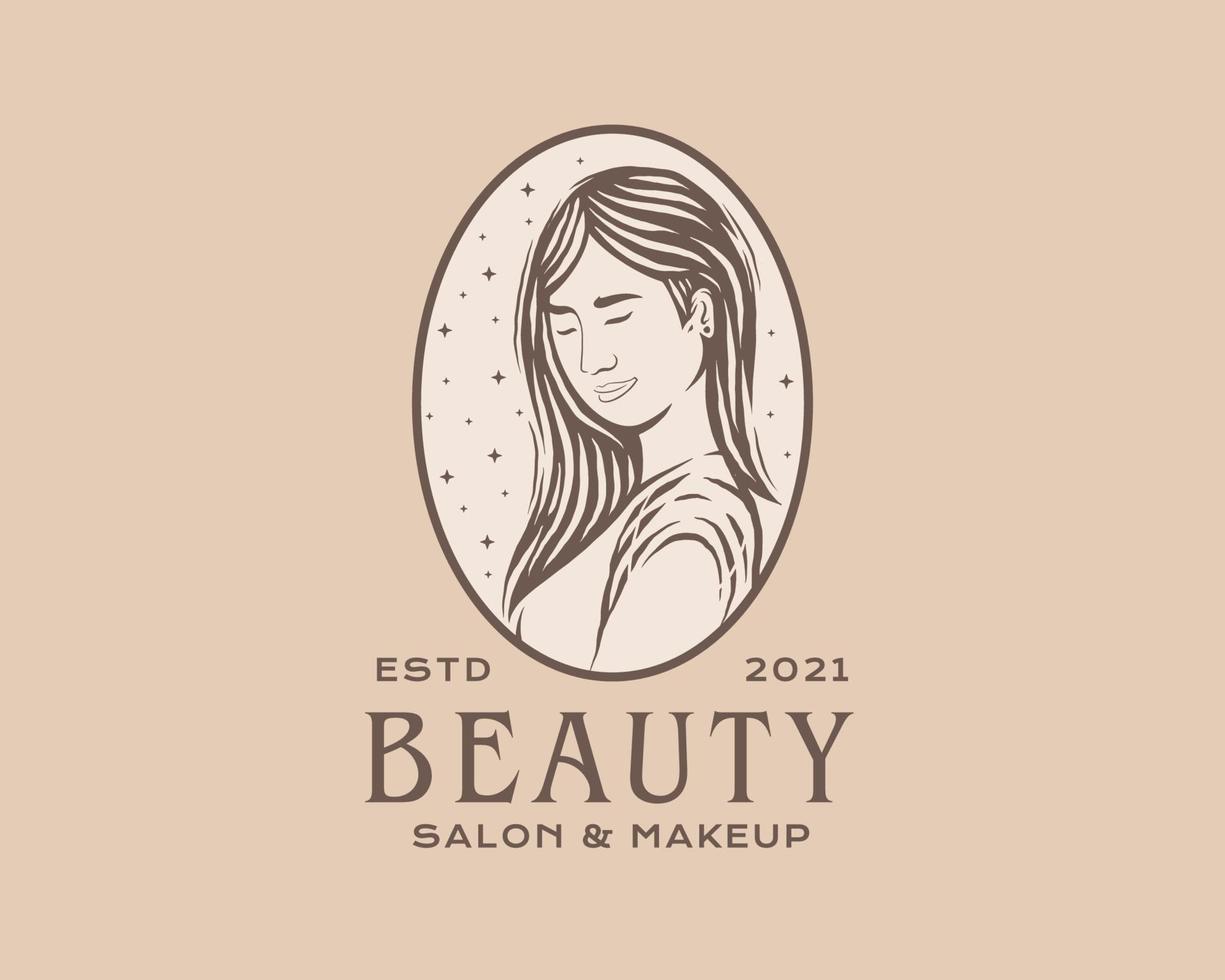 schoonheid vrouw logo. vrouw salon en spa logo ontwerp sjabloon vector