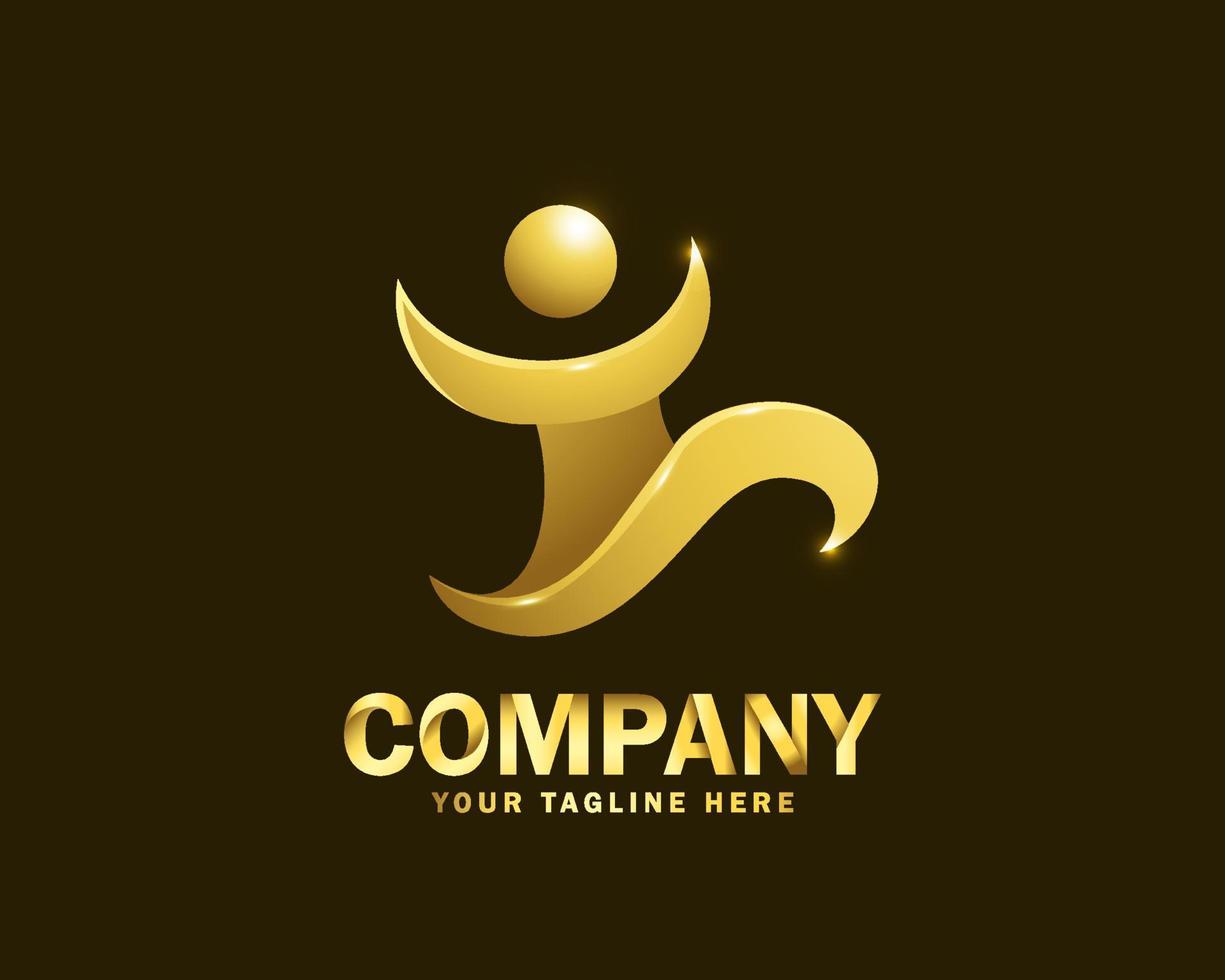 luxe goud mensen stap logo ontwerp sjabloon vector