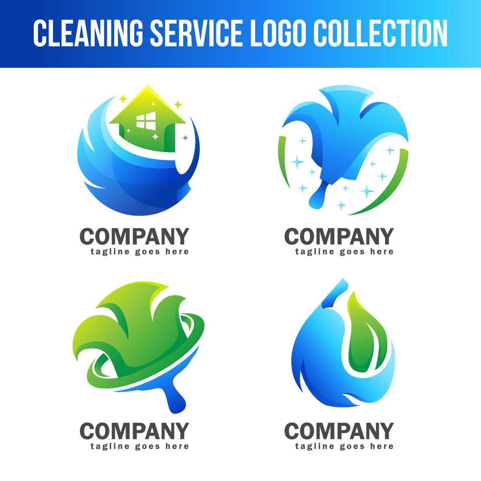 verzameling van schoonmaak onderhoud logo sjabloon vector