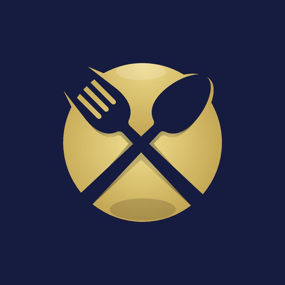 afgeronde luxe restaurant logo ontwerp sjabloon vector