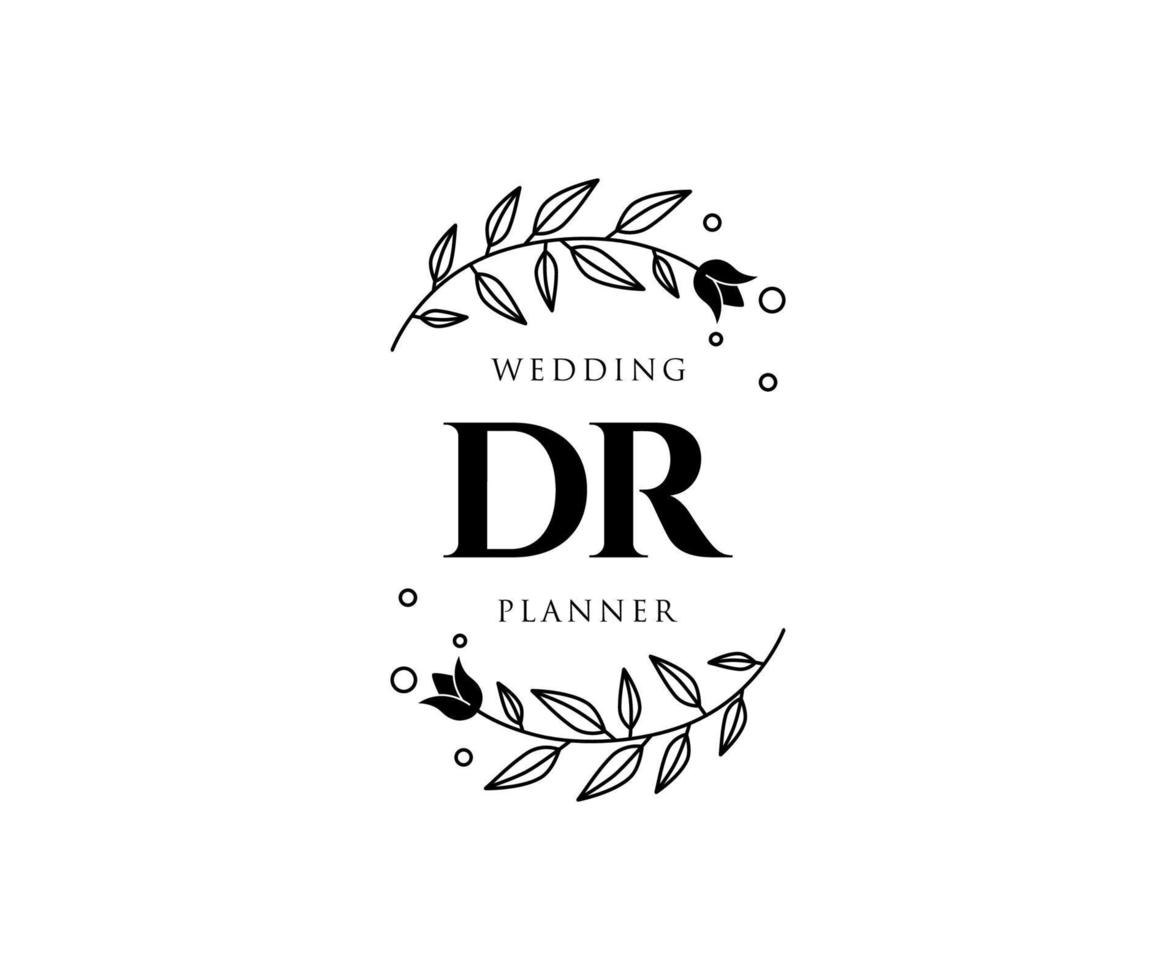 dr initialen brief bruiloft monogram logos verzameling, hand- getrokken modern minimalistisch en bloemen Sjablonen voor uitnodiging kaarten, opslaan de datum, elegant identiteit voor restaurant, boetiek, cafe in vector