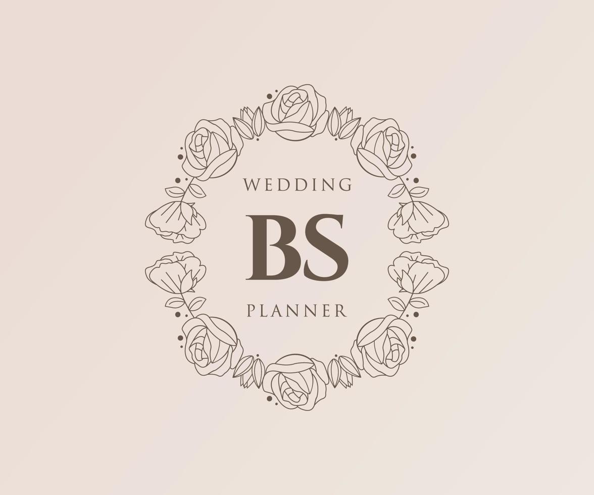 bs initialen brief bruiloft monogram logos verzameling, hand- getrokken modern minimalistisch en bloemen Sjablonen voor uitnodiging kaarten, opslaan de datum, elegant identiteit voor restaurant, boetiek, cafe in vector