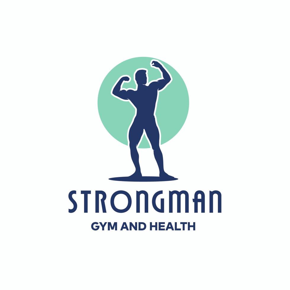 sterke man Sportschool en gezond logo ontwerp sjabloon vector