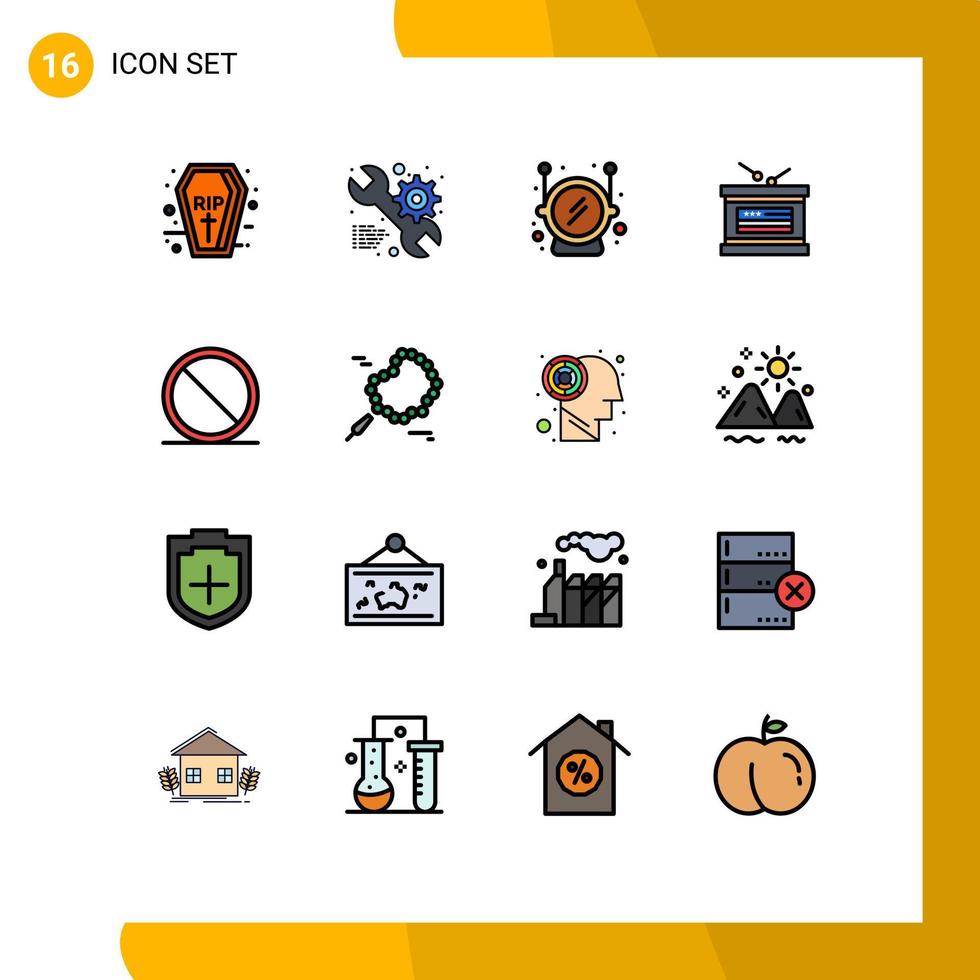 pictogram reeks van 16 gemakkelijk vlak kleur gevulde lijnen van verwijderen blok helm onafhankelijkheid dag vakantie bewerkbare creatief vector ontwerp elementen