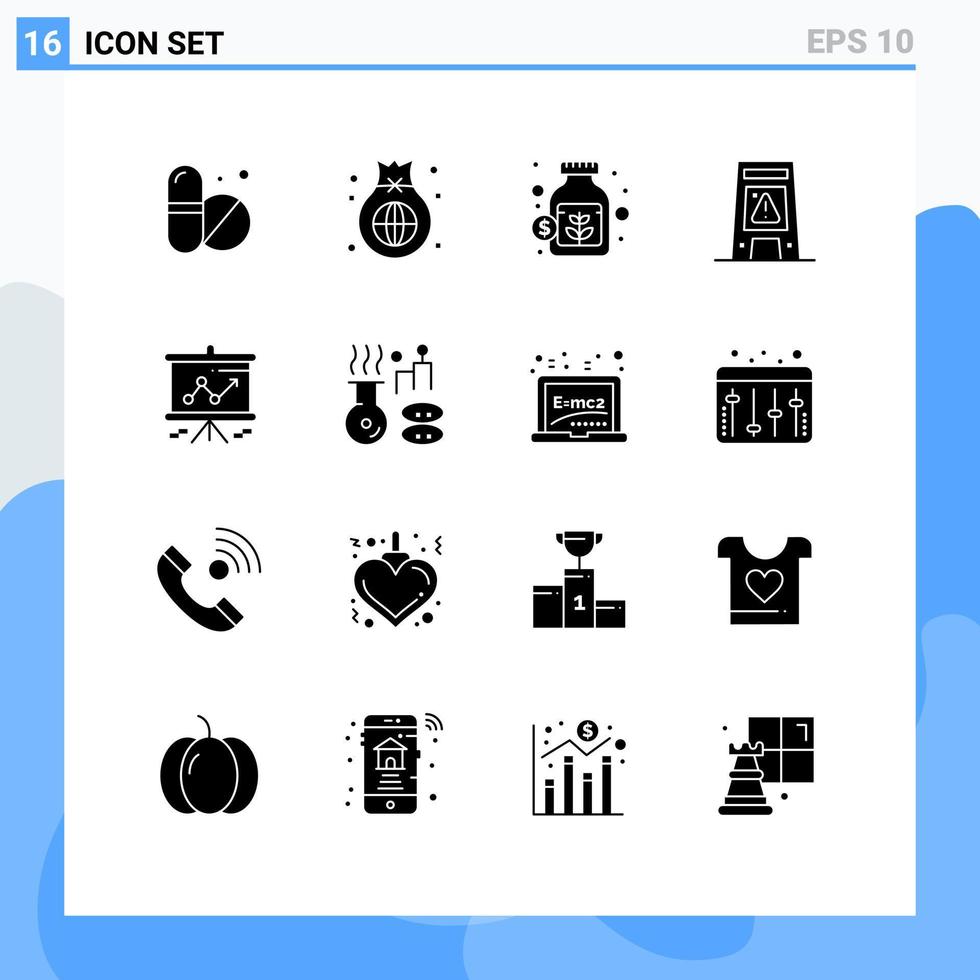 groep van 16 modern solide glyphs reeks voor tabel waarschuwing valuta signalering verdieping bewerkbare vector ontwerp elementen
