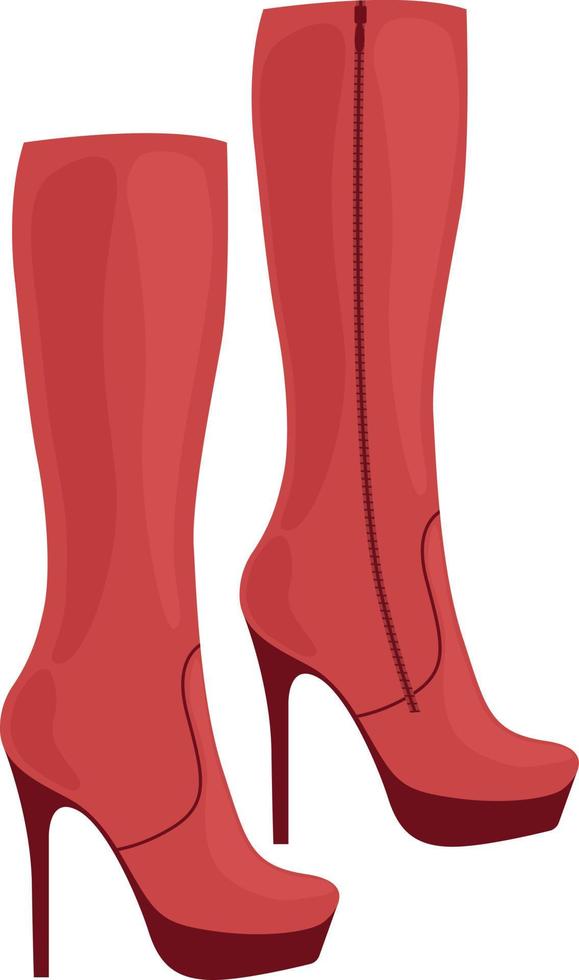 hoge hakken laarzen. elegant rood hoge hakken laarzen. modieus Dames s schoenen. vector illustratie geïsoleerd Aan een wit achtergrond