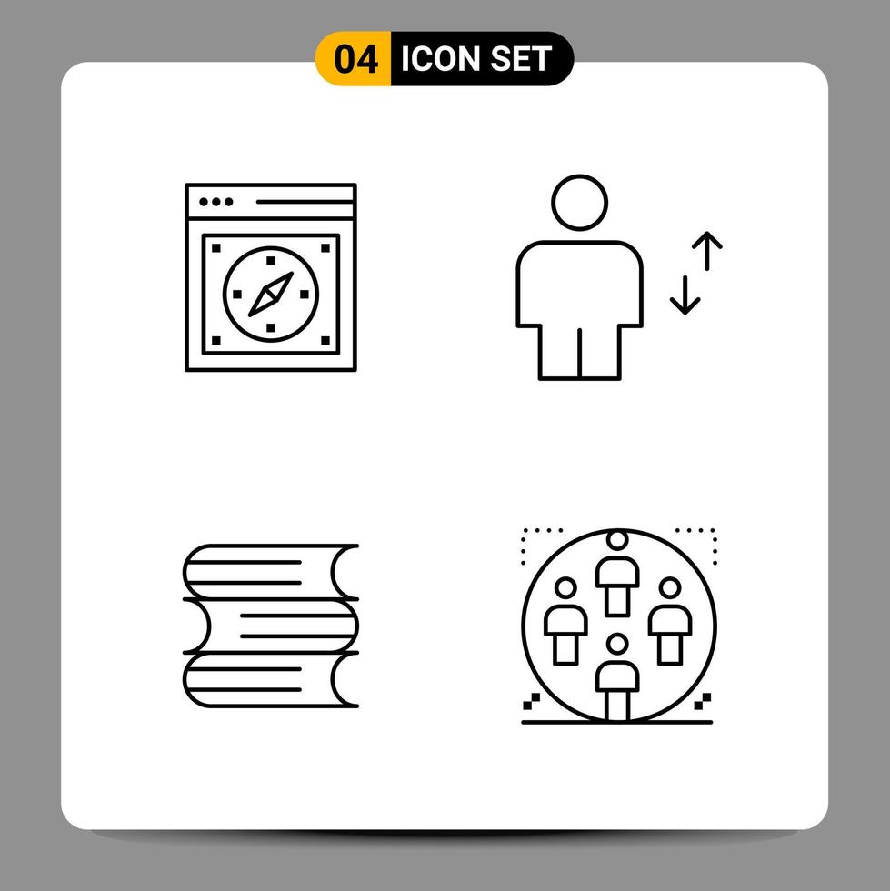 4 zwart icoon pak schets symbolen tekens voor snel reagerend ontwerpen Aan wit achtergrond 4 pictogrammen reeks vector