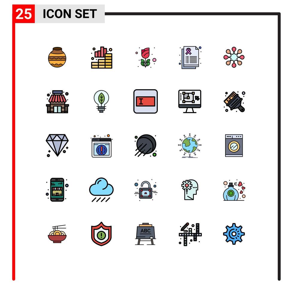 modern reeks van 25 gevulde lijn vlak kleuren en symbolen zo net zo solidariteit zorg diagram Gezondheid roos bewerkbare vector ontwerp elementen