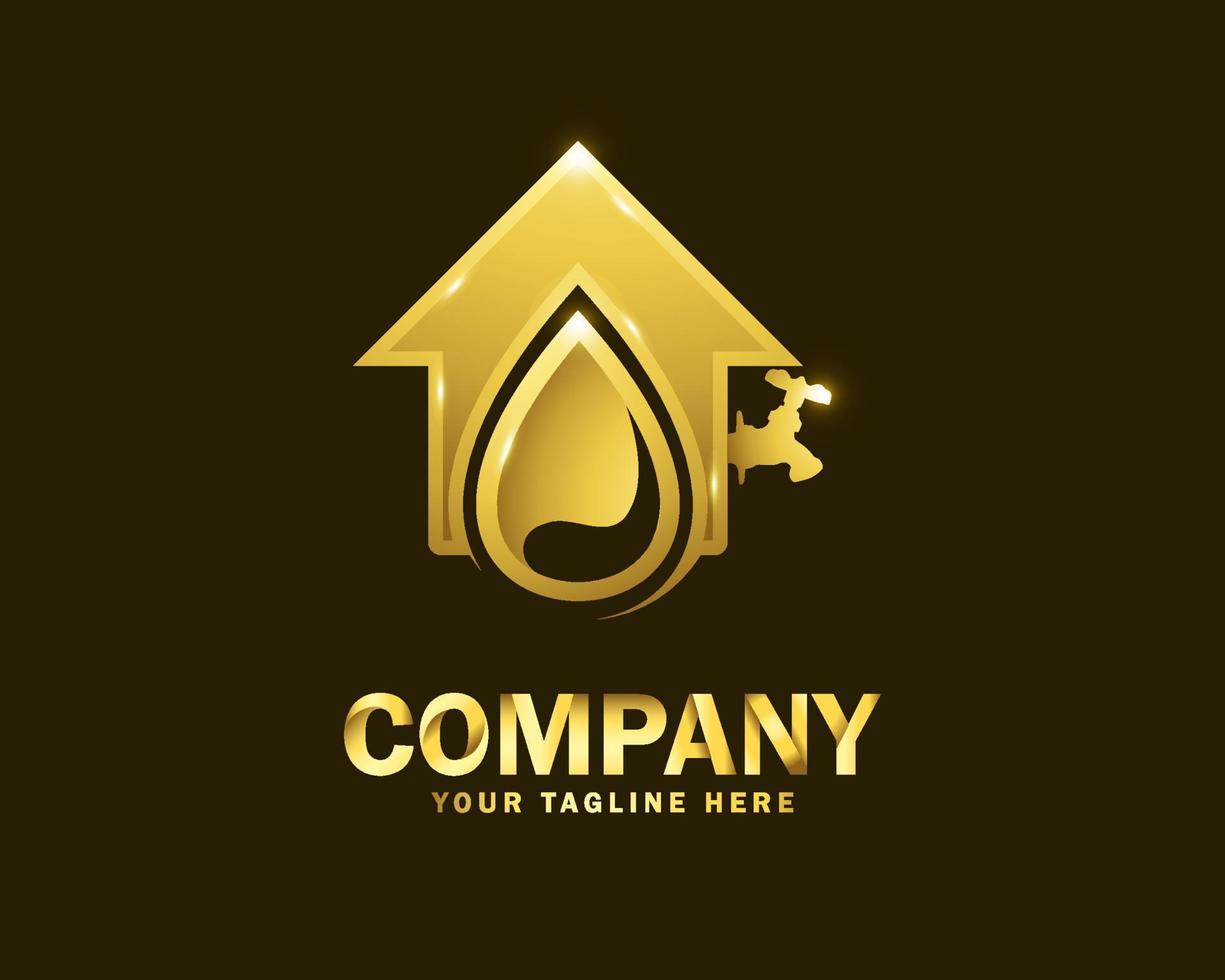 luxe goud water onderhoud logo ontwerp sjabloon vector