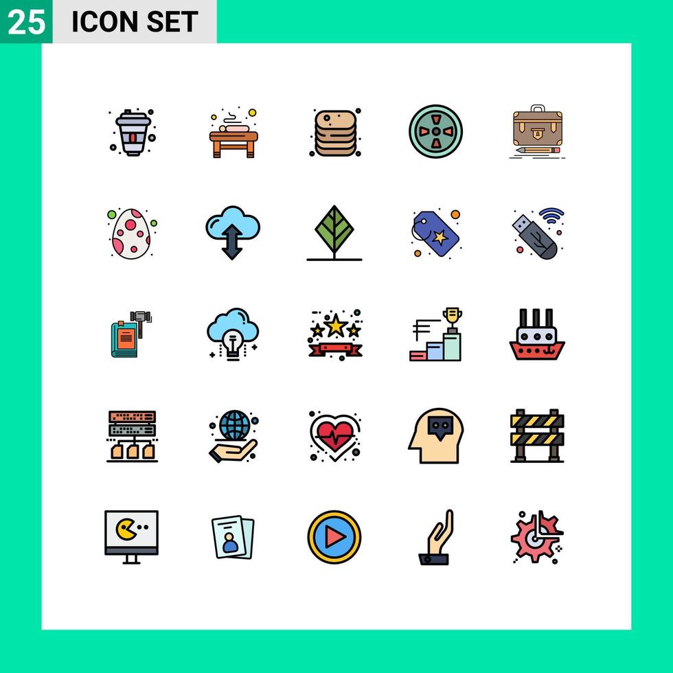 pak van 25 modern gevulde lijn vlak kleuren tekens en symbolen voor web afdrukken media zo net zo bedrijf wind rundvlees turbine winkel bewerkbare vector ontwerp elementen