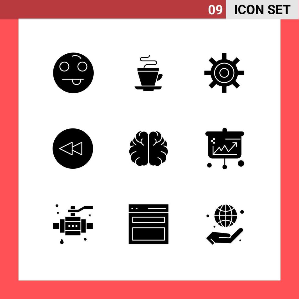 voorraad vector icoon pak van 9 lijn tekens en symbolen voor kennis onderwijs koppel hersenen cirkel bewerkbare vector ontwerp elementen
