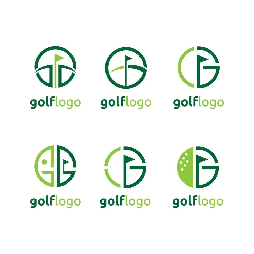 reeks van gemakkelijk golf logo ontwerp sjabloon inspiratie vector